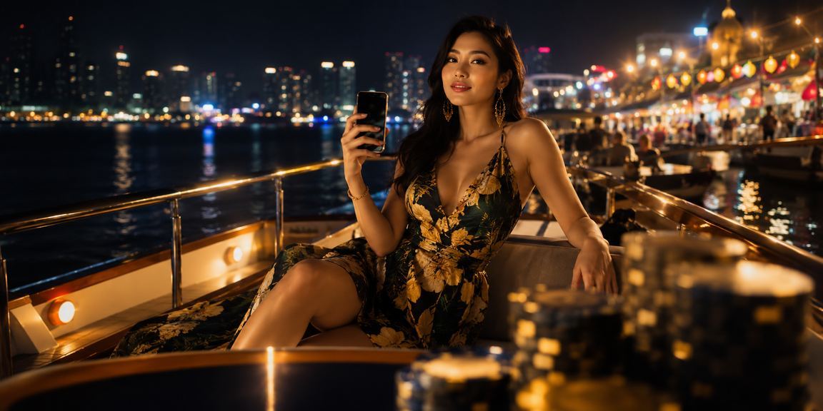 Người dùng tại Vũng Tàu xem tỷ lệ kèo qua điện thoại tại chợ đêm ven biển